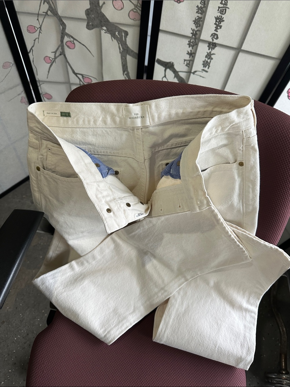 Sid Mashburn Off-White/Cream Cotton Chinos